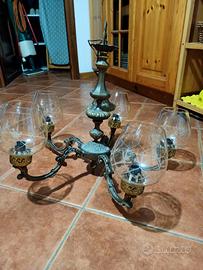 lampadario usato in ottone brunito 