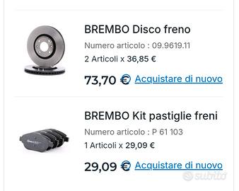 dischi e pastiglie Brembo