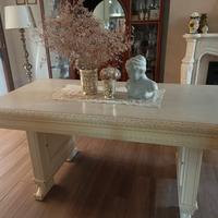 tavolo in legno in stile shabby + 6 sedie abbinate