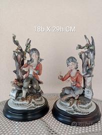 Coppia sculture Sartori Porcellana stile Capodimon