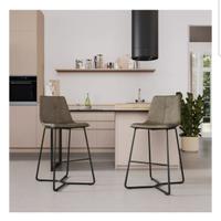 2 sgabelli alti moderni neri con seduta grigia