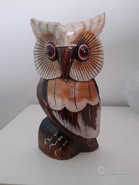 Gufo in legno, artigianato etnico balinese