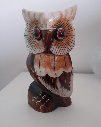 Gufo in legno, artigianato etnico balinese