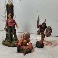 Gruppo di 3 Soldatini d'epoca in pasta tema WEST