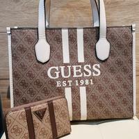 Borsa GUESS Silvana latte/pietra + Wallet Noreen