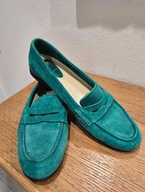 Mocassini verdi vera pelle