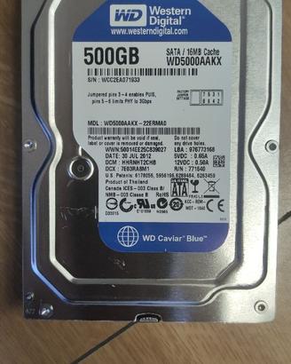 N. 2 Hard Disk WD Western Digital 500 GB