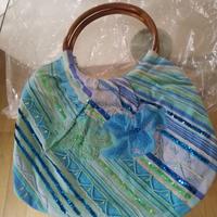 Borsa di stoffa con manici di legno NUOVA