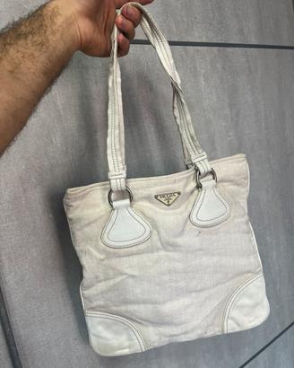 Borsa prada vintage tote bianca