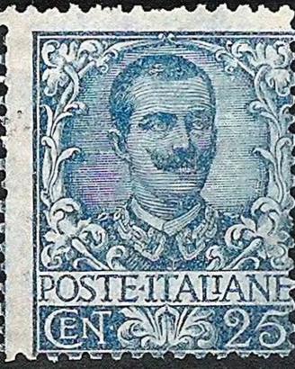 REGNO n. 73 - 25c. azzurro - Floreale 1901. Nuovo