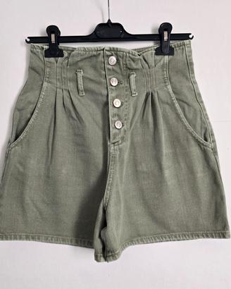 Shorts Zara vita alta verde militare .
