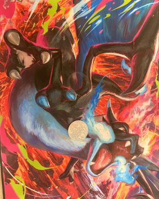 pokemon charizard x ex tappetino e moneta