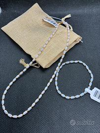 Collanina più bracciale vetro acciaio