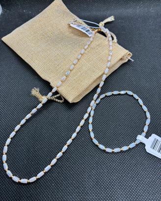Collanina più bracciale vetro acciaio