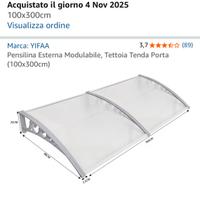 Tettoia per porta finestra giardino e finestra