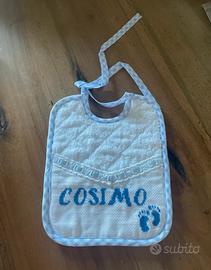 Bavaglio 100% cotone ricamato a mano Cosimo