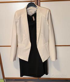 Completo elegante donna 2 pezzi nero e panna