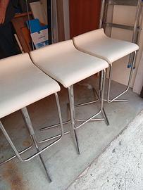 Sgabelli da banco in vera pelle bianchi