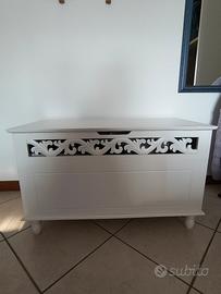 Cassapanca Baule Jersey Bianco in Legno