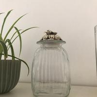 Nuovo Vaso in vetro soffiato, coperchio argentato