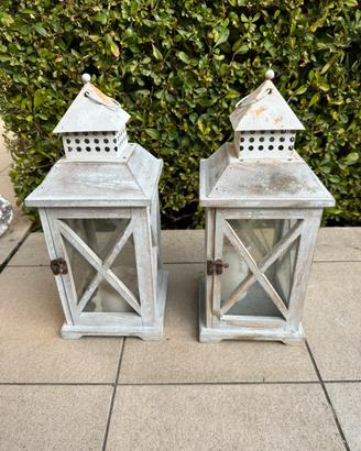 Coppia Lanterne per candele bianche  40x17