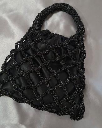 Borsa a rete con sacchetto in raso