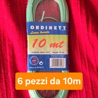 6 pezzi Filo per stendere 10m Stendibiancheria
