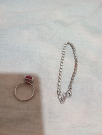 braccialetto e anello in argento 