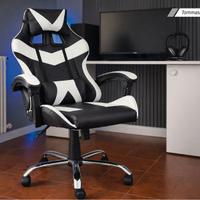 Sedia Gaming Ergonomica Nero/Bianco Reclinabile