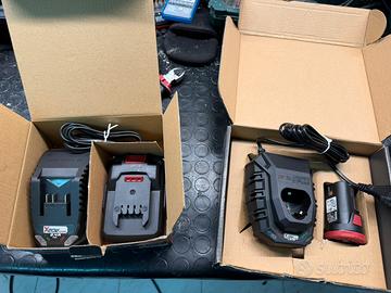 LOTTO 2 CARICABATTERIE 12V E 20V CON BATTERIE