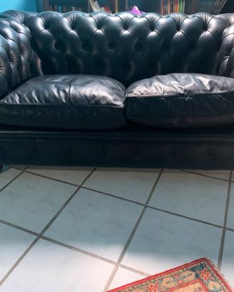 Set di 2 divani in pelle nera