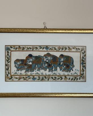 Quadro Vintage Indiano Dipinto a Mano su Seta