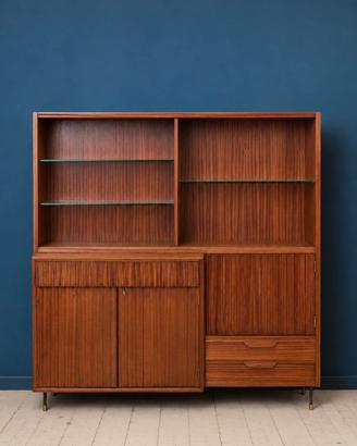 Credenza / Libreria Vintage in mogano a rigatino