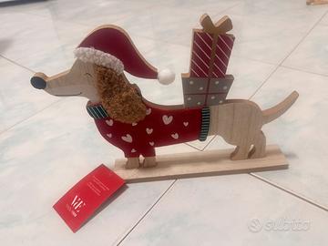 Cane di legno ornamento natalizio