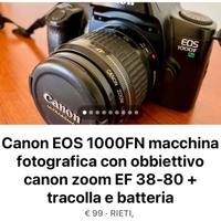 Canon EOS 1000FN reflex con obbiettivo e tracolla
