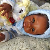 Bambola reborn, artistica, birazziale, afro, nero