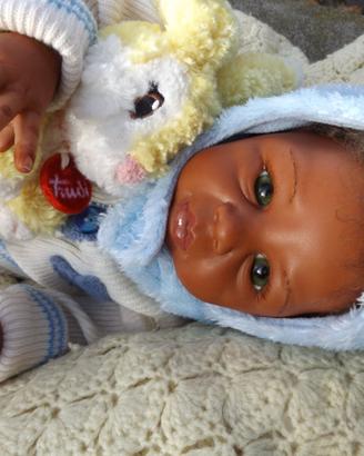 Bambola reborn, artistica, birazziale, afro, nero