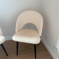 Sedie (n.4) in tessuto boucle teddy col. Bianco