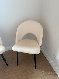 Sedie (n.4) in tessuto boucle teddy col. Bianco