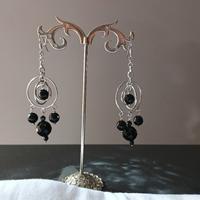 orecchini argento rodiato con onice nero