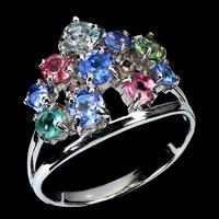 Anello in Argento, Placato Oro, Gemme Naturali