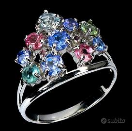 Anello in Argento, Placato Oro, Gemme Naturali