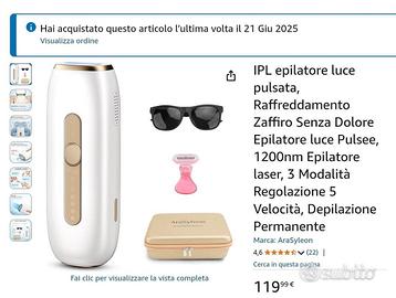 Epilatore Luce Pulsata AraSyleon – NUOVO mai usato