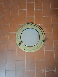 Specchio oblò in ottone stile marina 