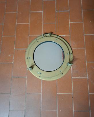 Specchio oblò in ottone stile marina 