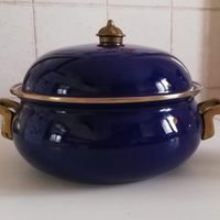 Tegame vintage da portata smaltato con coperchio