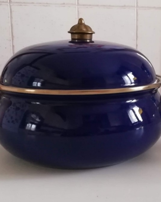 Tegame vintage da portata smaltato con coperchio