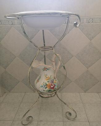 catino in ferro battuto completo di ceramiche