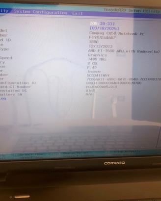 NOTEBOOK COMPAQ CQ58 4 Gb RAM ALIM. ORIGINALE