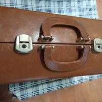 Valigetta beautycase vintage in pelle marrone 